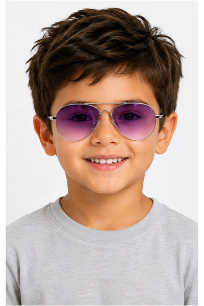 Toz Vintage Pusto Purple Glass Metal Frame Pilot Kids Sunglasses
