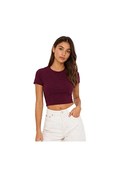 ONLY Onlhannah S/S O-Neck Short Top Kadın Crop T-shirt 15353070
