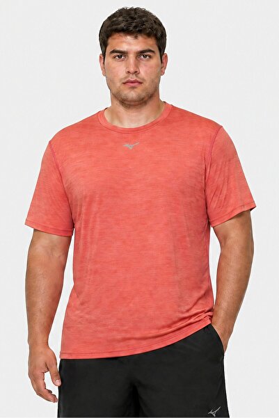 MIZUNO Men Sportswear Fit Short Sleeve Training T-Shirt, Heather Red