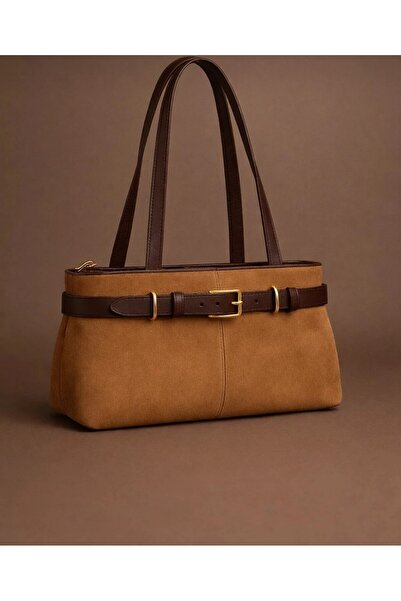 Katusa Women's Leather Belted Taba Suede Shoulder Bag