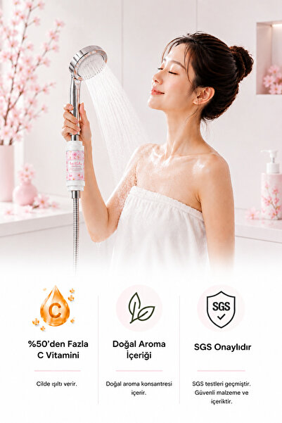 Be-Vita Lemon, Cherry Blossom Ve Rose Duş Filtresi - Saç Dökülme Karşıtı, Cilt Besleyici Klor ve Kireç Arıtıcı Duş Filtresi