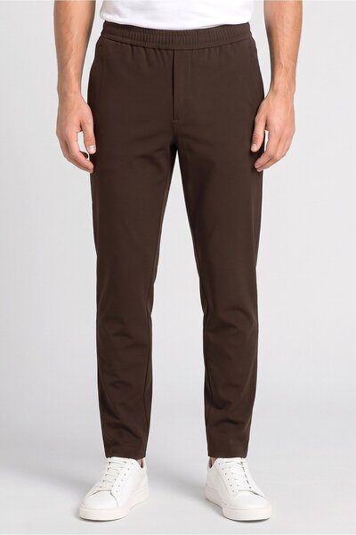 RBX Men Sportswear Fit Plain Outdoor Track Pants, Chocolate Brown