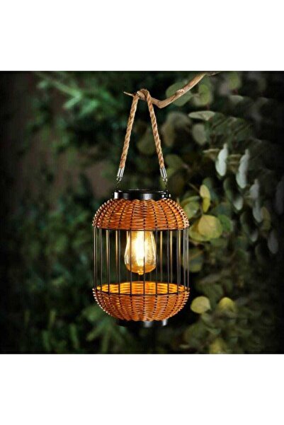 OEM Lampa solara bec filament alb cald Hoff, ratan, plastic + lemn, H 43 cm, ...