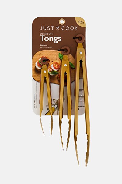 Just Cook 3 Pcs Stainless Steel Tongs, Multicolor