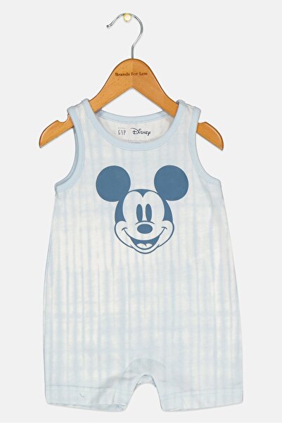 GAP x Disney Toddlers Boy Mickey Mouse Print Sleeveless Bodysuits, Light Blue