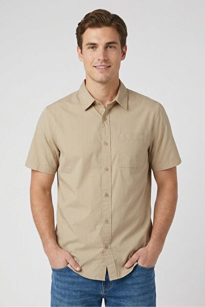 Stance Men Regular Fit Solid Long Sleeve Casual Shirt, Khaki