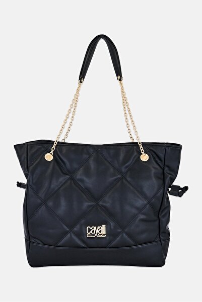 Cavalli Class Women Brand Logo Tote Bag, Black