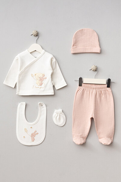Bebitof Hugging Teddy Bear 5-Piece Boxed (Newborn) Hospital Release Bodysuit Set