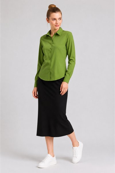 ESADE Women's Light Green Shirt Long Sleeve Button up Shirt Collar Classic Stylish Casual Shirt