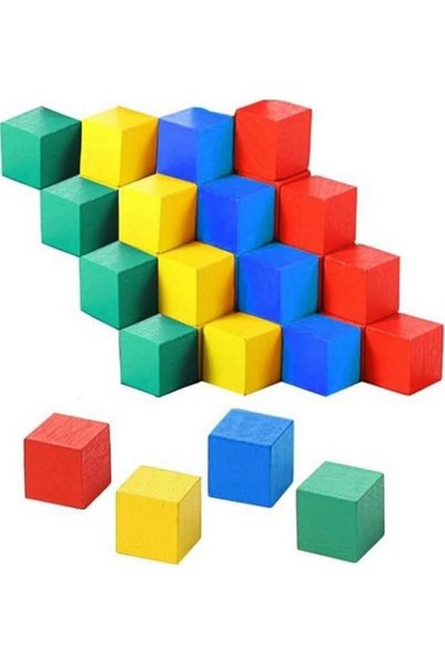ZETA WOOD 100 قطعة مكعب خشبي تعليمي 2x2x2 سم - مكعب خشبي 2 سم