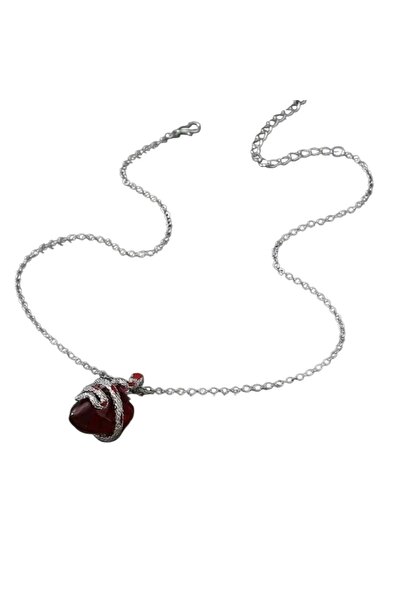 OEM Colier dama, pandantiv special, in forma de sarpe incolatacit, argintiu c...