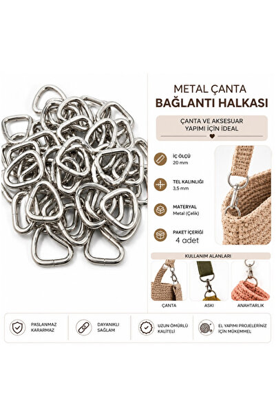 THERAPY YARN Metal Çanta Aksesuarı/ Metal halka 4 adet
