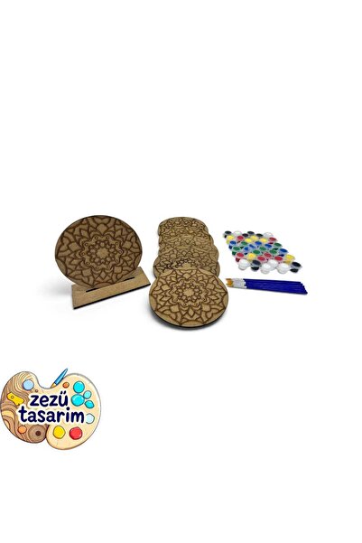 mandala 6 lı boya 6 lı fırça hobi aktivite eğlenceli okul boyama seti