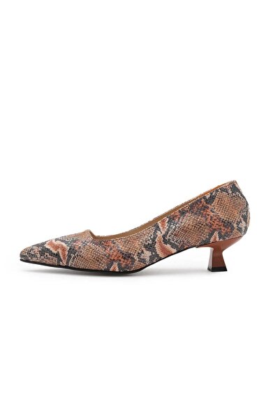Mio Gusto Tan Color Animal Patterned Low Heel Shoes