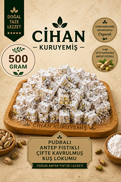 Cihan Kuruyemiş 500gr. Pudralı Antep Fıstıklı Çifte Kavrulmuş Lokum