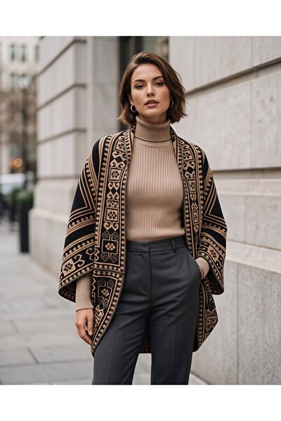 Trend Kapında Kimono Poncho pentru femei, model Turco cu model etnic