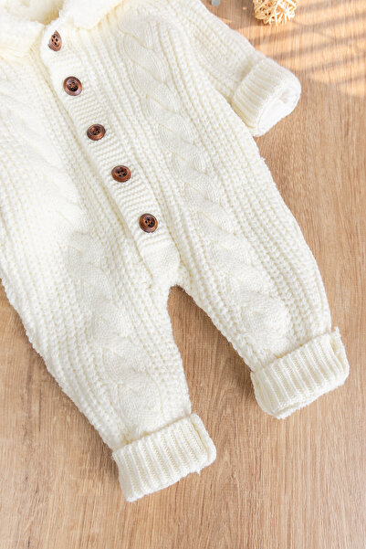 Babymod Knitwear Knitted Welsoft Lined Hooded Winter Baby Girl and Boy Jumpsuit