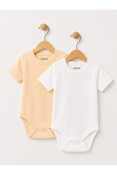 Kidaxi 2-Pack Short Sleeve Crew Neck Snap Fastener Bodysuits
