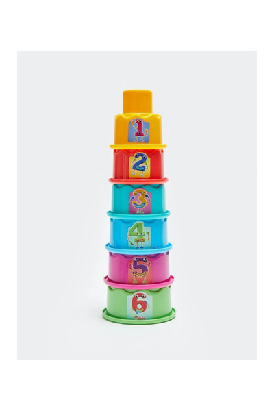 NUNU Baby Educational Bultak Toy 12 Pieces – Colorful Cylinder Stacking Tower and Shape Matching Set