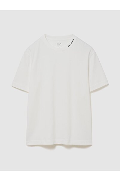 GAP Erkek Beyaz Heavyweight Logo Relaxed Crop T-Shirt