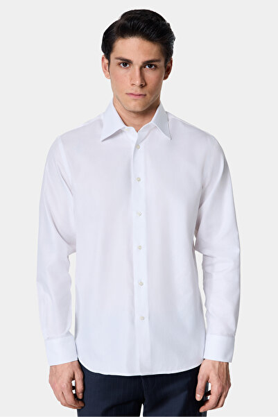 Damat Regular Fit Beyaz Gabardin Gömlek