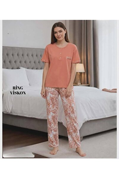 ANNE PİJAMA TAKIMI - Ring Viskon Yapraklı Kadın Pijama Takımı – Konfor ve Şıklık Bir Arada