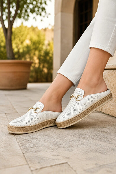 HT HOTİN Entropy Women's Orthopedic Slippers - Stitched Perforated Straw Sole...