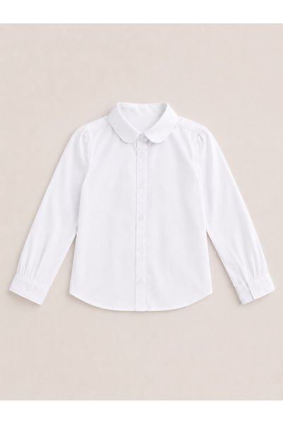 Victor and Jane Girls Long Sleeve Collared Shirt- White