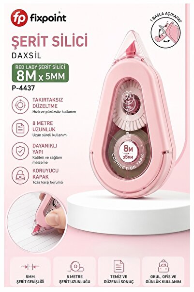 Artlantis Şerit Daksil Beyaz 5mmx8 Metre 1 Adet P-4437 Fixpoint Şerit Düzelti...