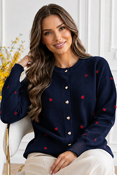 benguen Hearted Knitwear Cardigan N3219 Navy Blue