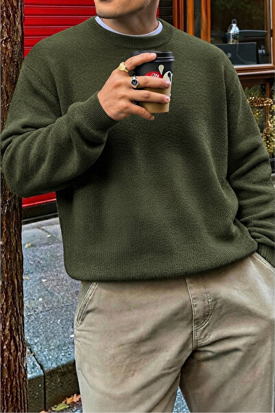 SERABLANKA Men's Standard Fit Crew Neck Knit Sweater