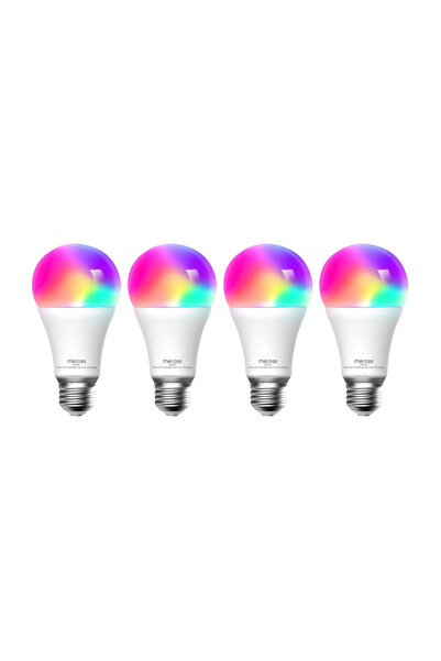 MEROSS MSL120 Pachet de 4 becuri LED inteligente, RGB WiFi, E27, 9W, 810lm, 2...