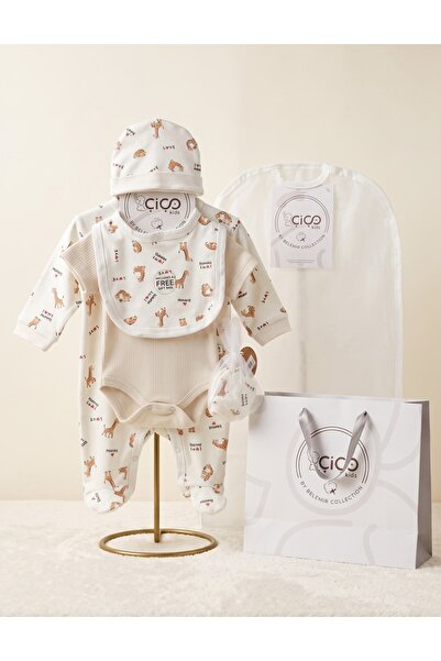 MiniKids Set cadou 5 piese, girafa i love mummy, alb