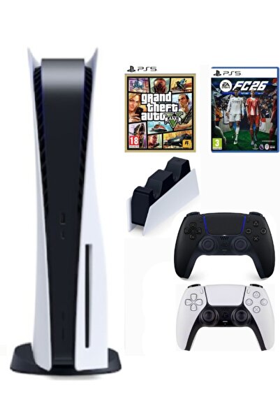 Sony Playstation 5 Cdli Standart kasa + 2.kol Dualsense Siyah + Şarj istasyon...