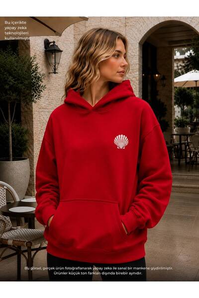 EMMODA Women's Minimal Seashell Printed Hooded Casual Cotton Sweathirt with K...