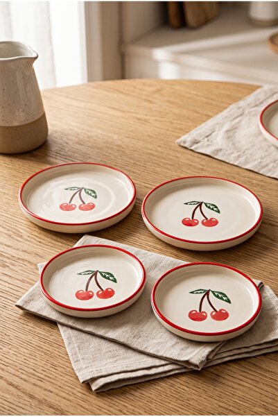 Homerest Snack Bowl Set of 4 Cherry Patterned Round Breakfast Sauce Bowls wit...