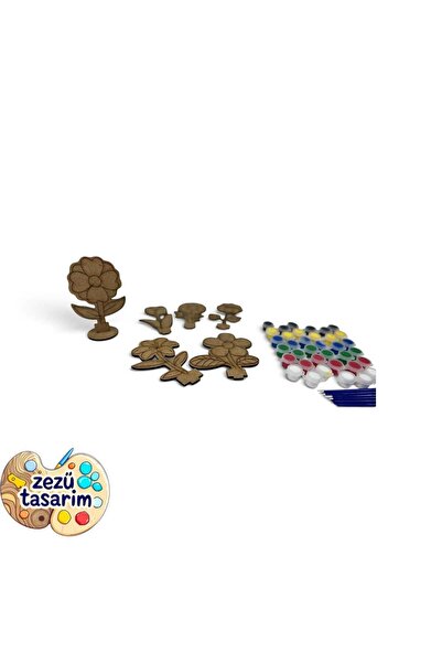 farklı model çiçek 6 lı boya 6 lı fırça 6 lı boya hobi aktivite eğlenceli okul boyama seti