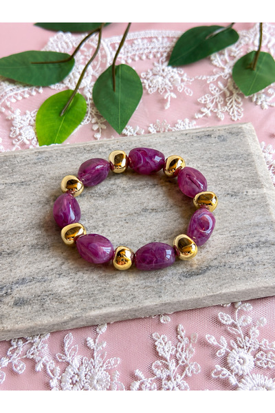 FLAWSOME JEWELRY STORE Elastic Colorful Stone Natural Stone Bracelet Beaded B...