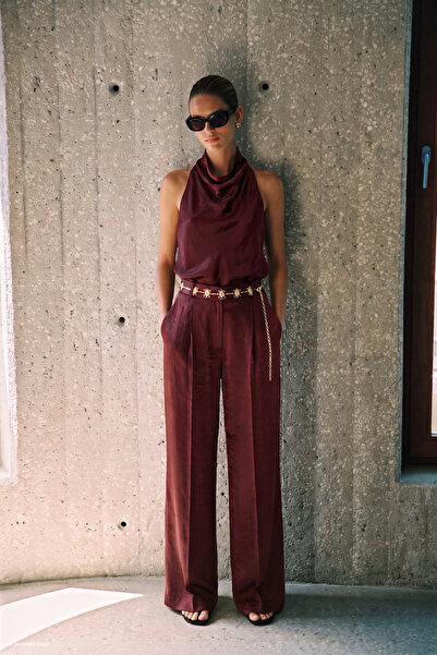 Sateen Aura Pantolon - Bordo
