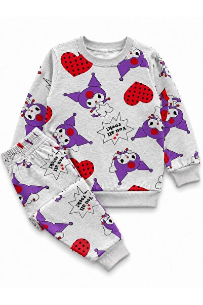 ALİŞ KİDS Girl's Cotton Cotton-Padded Gray Cute Character Patterned Long Slee...