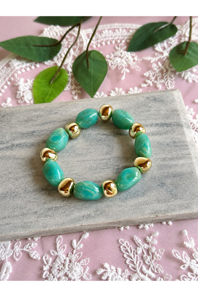 FLAWSOME JEWELRY STORE Elastic Colorful Stone Natural Stone Bracelet Beaded B...