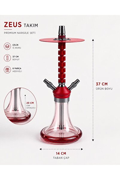 Genel Markalar ZEUS 37 CM Profesyonel Nargile Takımı – Çantalı Premium Set