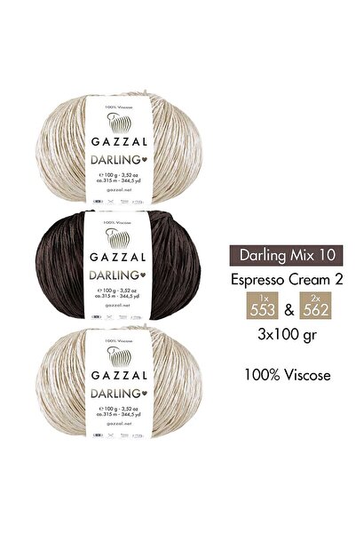 Gazzal Darling Mix 10 - 100% Viscose Yarn 3-Color Combination – Espresso Crea...