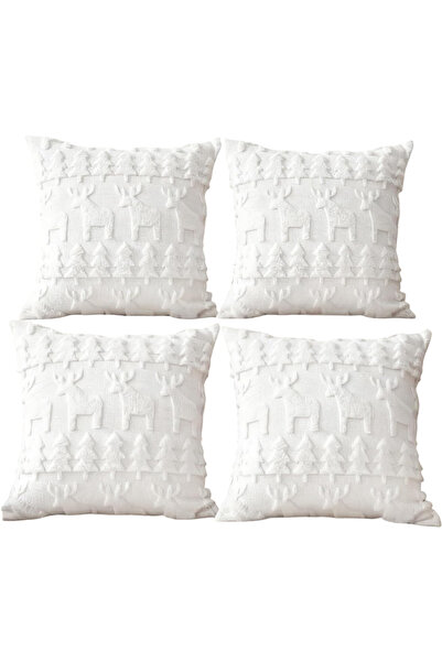OtherMax Huse de Pernă Decorative Pufoase Albe de Crăciun, 4 buc, 45 x 45 cm ...