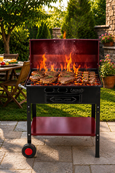 Waldern Dikdörtgen Kapaklı Bahçe Tekerlekli Mangal Barbekü 70 cm
