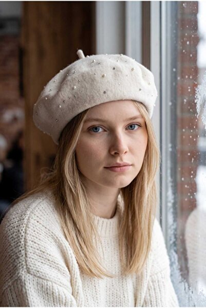 Aware Time Women's Painter Angora Beanie with Pearl