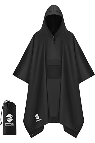 SaphiRose Safarows Unisex Hooded Rain Poncho Raincoat with Pockets for Adults...