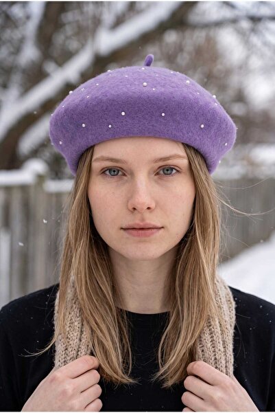 Aware Time Women's Painter Angora Beanie with Pearl