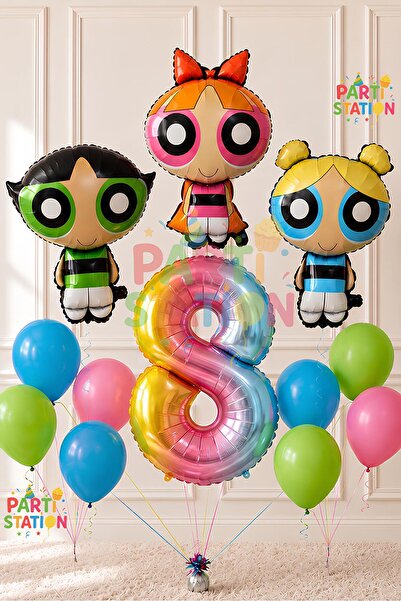Parti Station Powerpuff Girls Concept 8-Year-Old Balloon Set 13 Pieces - Larg...