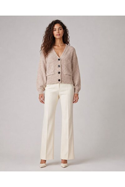 Noi Belis V-Neck Pocketed Buttoned Oversize Knitwear Cardigan Aw26Hi0003